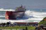 ID 10279 PASHA BULKER (2006/40042grt/IMO 9317729) stuck hard aground at Nobby's Beach, near Newcastle, NSW, Australia after being driven ashore during horrendous storms and high winds. All crew were airlifted...
